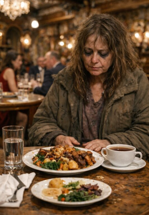 Una donna senzatetto è entrata in un ristorante di lusso per finire gli ...